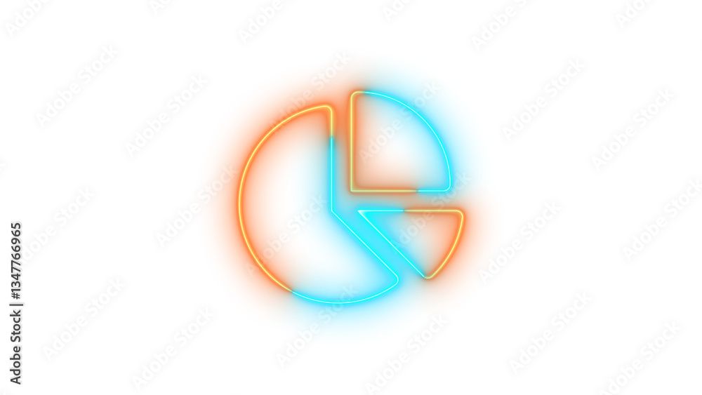 Neon chart pie symbol icon brown cyan color glowing with transparent background Neon chart pie symbol icon brown cyan color glowing with transparent background