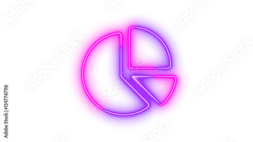 Free Download Neon chart pie symbol icon pink purple color glowing with transparent background - GFXLoad