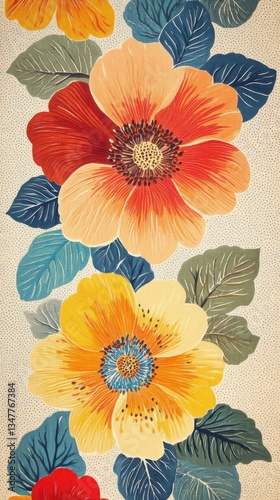 Flores coloridas en diseño vibrante