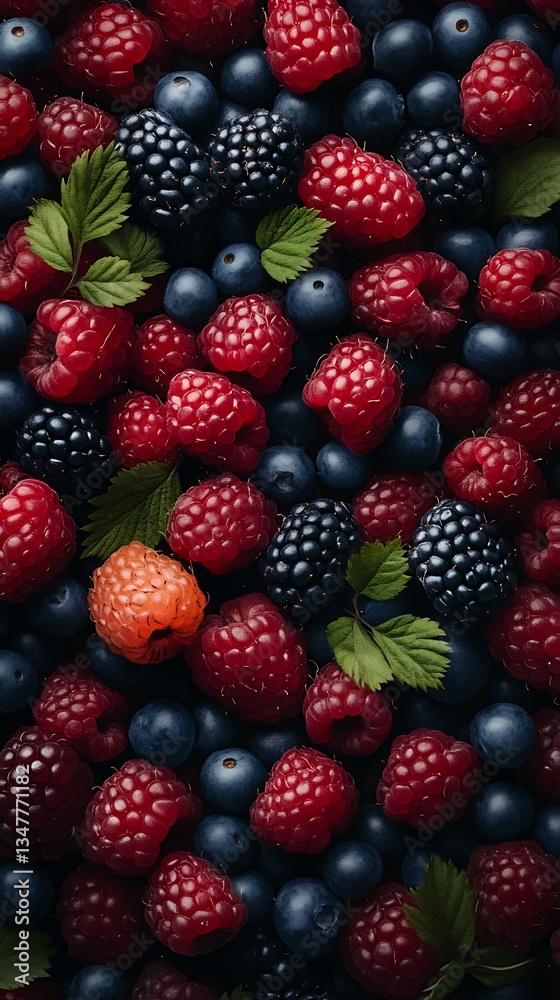 Abundant Summer Berries and Blackberries Closeup Abundant Summer Berries and Blackberries Closeup