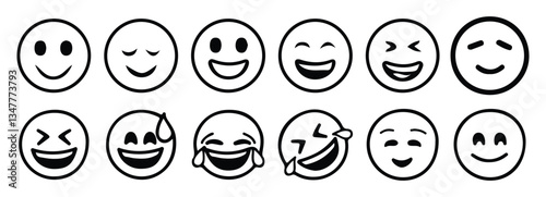 Emoticon vector set smile icons. Cartoon emoji set. Vector emoticon set. Vector illustration EPS10