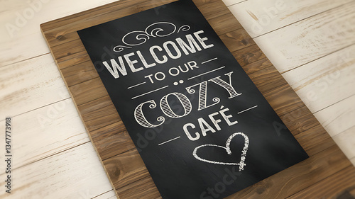 Welcome to our Cozy Cafe - rustic chalkboard sign