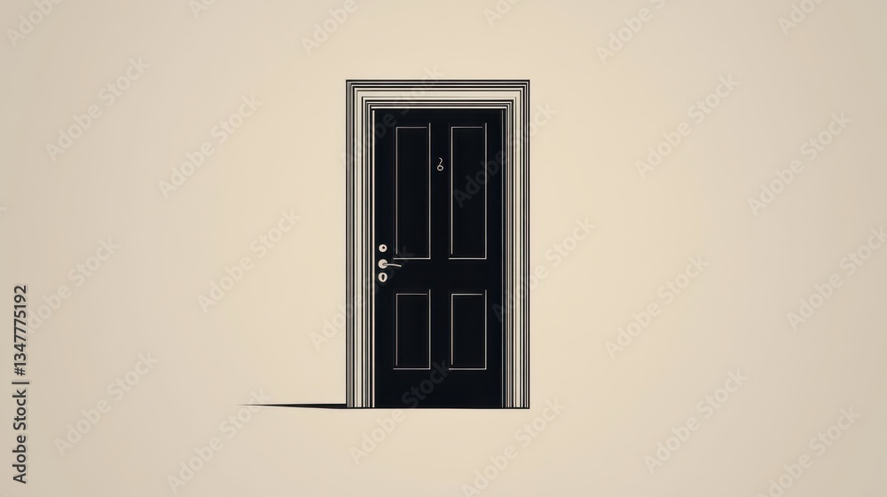 A striking, simple graphic of a black door icon placed on a neutral grey backdrop, highlighting the door's outline with a sharp, modern, and minimalist look. A striking, simple graphic of a black door icon placed on a neutral grey backdrop, highlighting the door's outline with a sharp, modern, and minimalist look.
