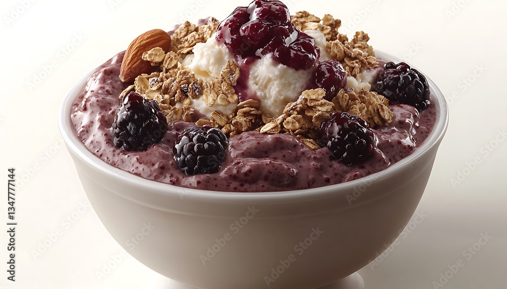 Blackberry Smoothie Bowl with Granola and Ice Cream Blackberry Smoothie Bowl with Granola and Ice Cream