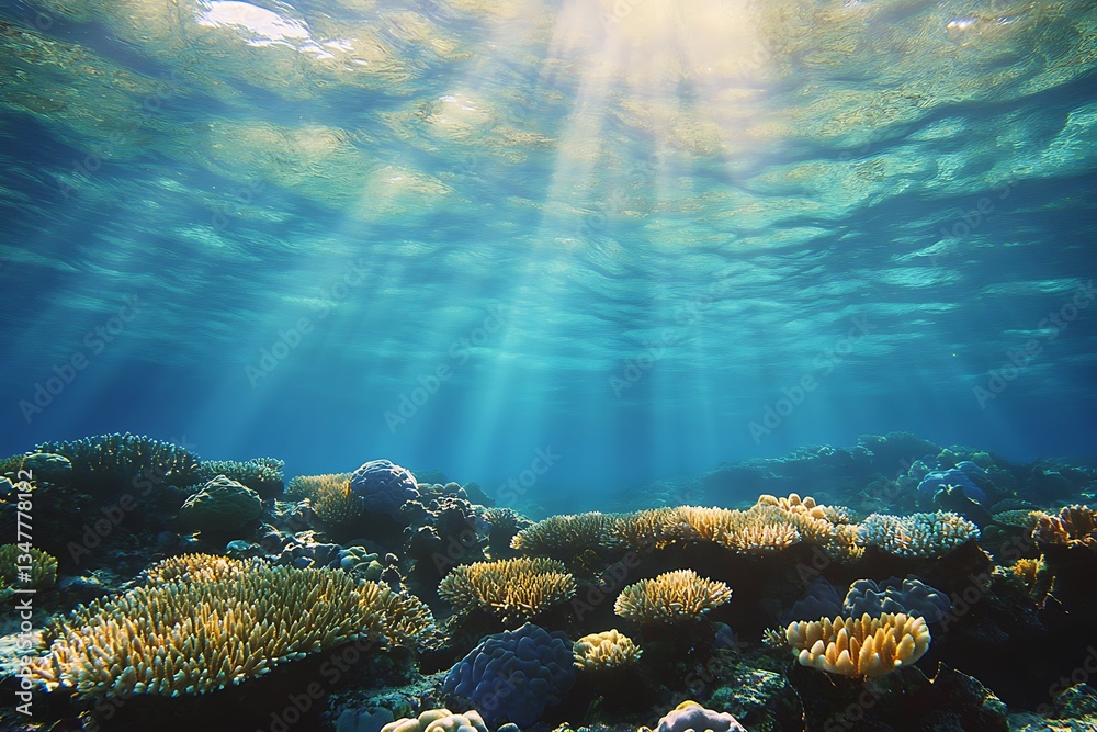 Fototapeta premium This movie celebrates the grand beauty and green value of the Great Barrier Reef, showing its wide span, diverse coral, and urgent need to protect it. 