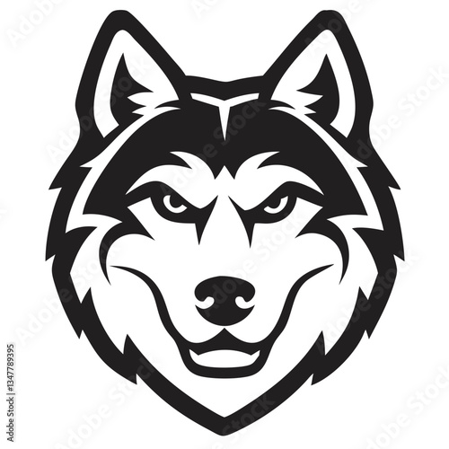 a stylized illustration of a husky's head, perfect for logos or graphic design projects. The artwork captures the distinctive features of a husky