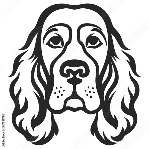 A line art of an adorable Cocker Spaniel dog face vector illustration