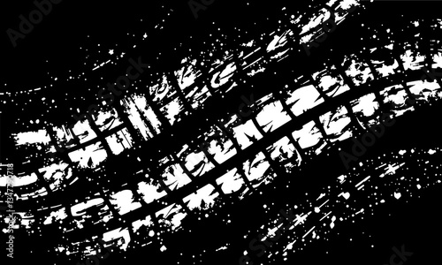 Tire texture shows detailed pattern of tread marks on transparency background, conveying sense of movement and ruggedness. contrast highlights intricate design of tire surface