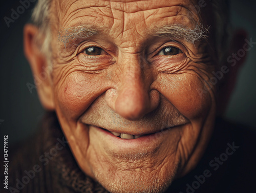 Wise Old Man Smiling, Wrinkled Face, Happy Senior, Portrait, Elderly Gentleman, Experience, Wisdom, 