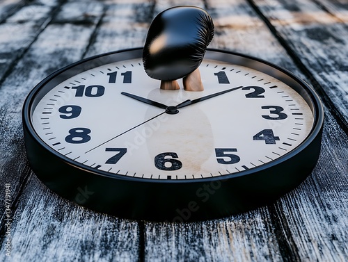 Wallpaper Mural Time Management: Boxing Clock on Wood. Torontodigital.ca