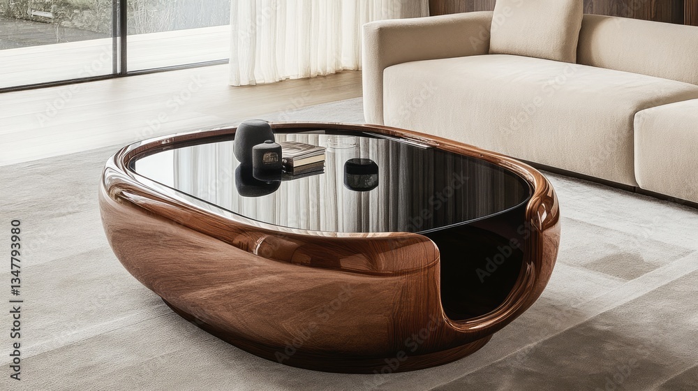 A functional and elegant coffee table with a pull-out glass section for additional space A functional and elegant coffee table with a pull-out glass section for additional space