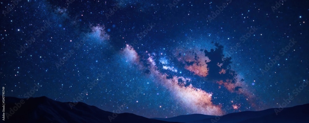 Fototapeta premium Celestial beauty with stars shining brightly in a dark sky, night sky, space