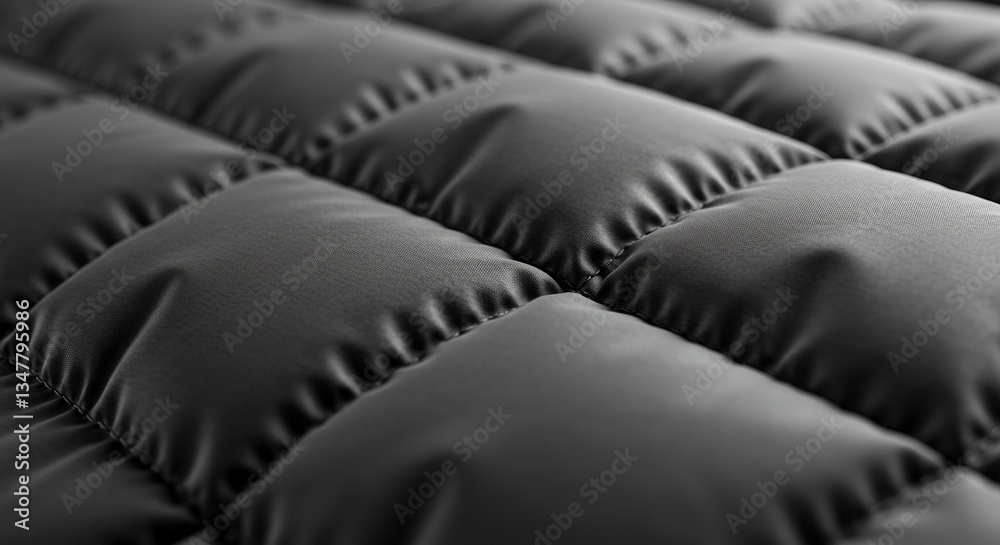 Obraz premium Close-Up of Black Quilted Fabric with Shiny Textured Finish – Perfect for Insulated Designs
