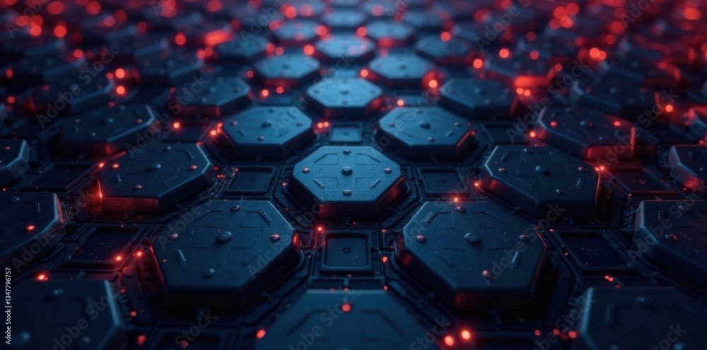 Dark hexagonal metal grid background with soft ambient glow, hexagon, glow, metalic Dark hexagonal metal grid background with soft ambient glow, hexagon, glow, metalic
