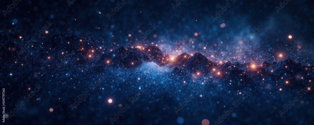 Fototapeta premium Dark starry expanse filled with countless tiny twinkling lights, cosmos, black