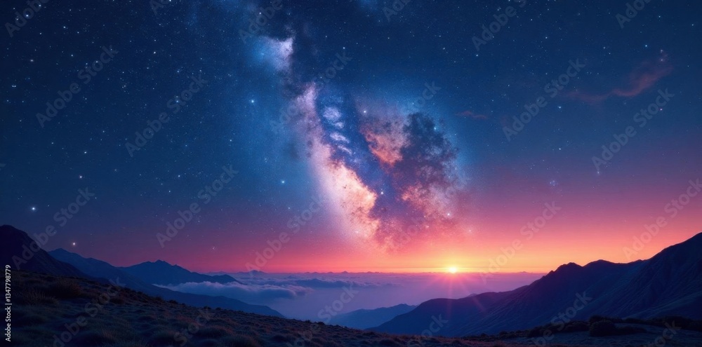 Deep cosmos at dusk with starry sky and nebulae , nebula, stars, galaxy Deep cosmos at dusk with starry sky and nebulae , nebula, stars, galaxy