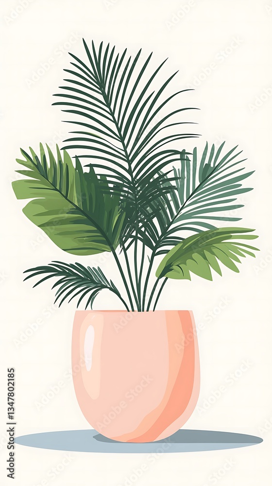 Obraz premium Pink Potted Palm Minimalist Plant Illustration
