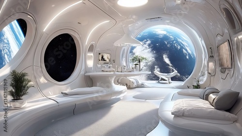 Fototapeta Naklejka Na Ścianę i Meble -  Rotating space station interior