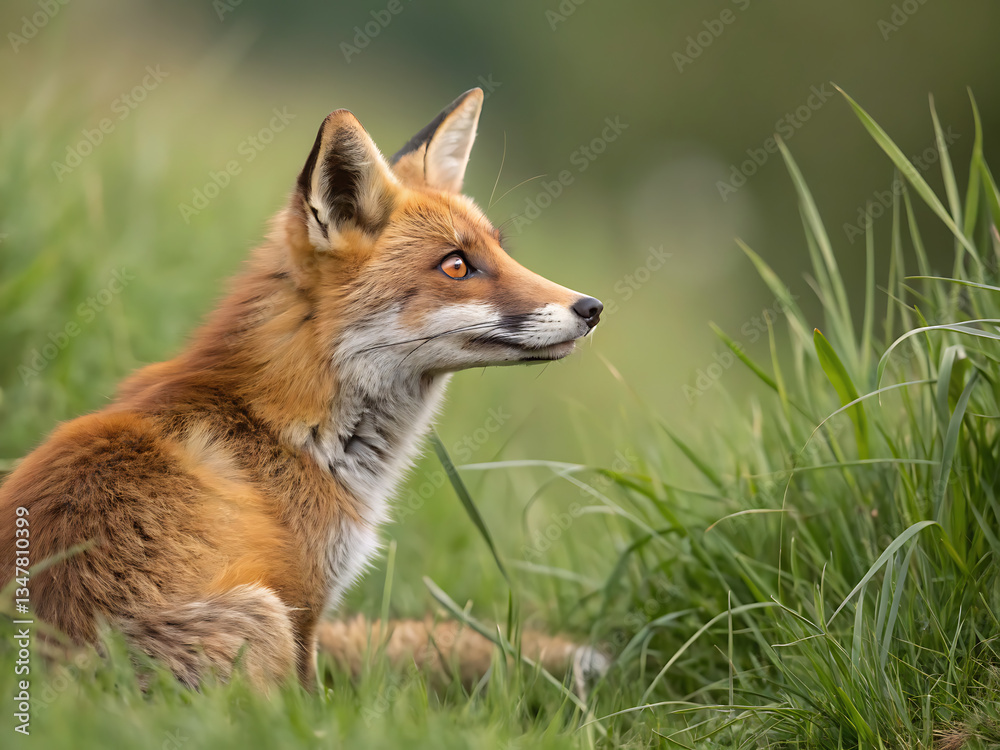 Fototapeta premium red fox in the grass