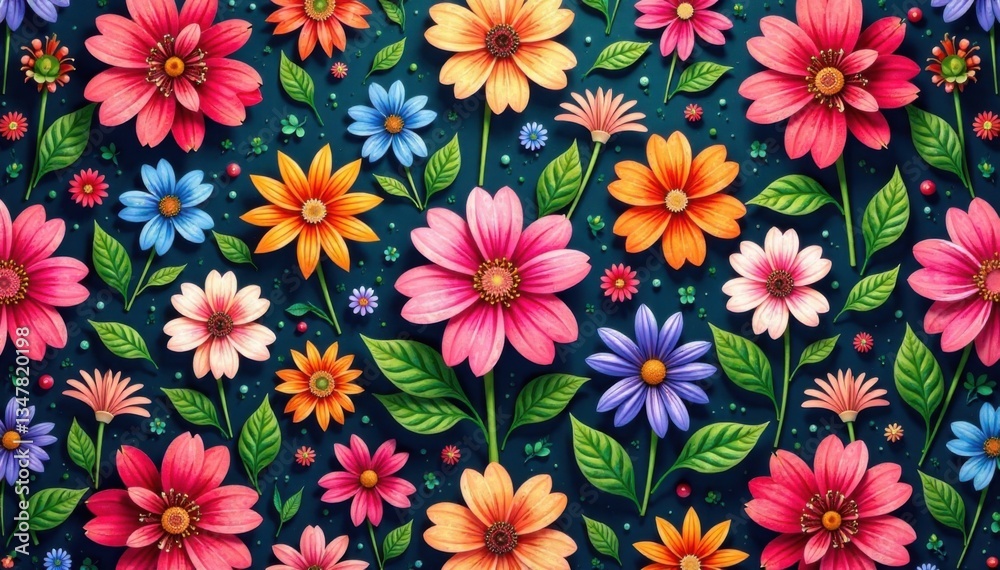 Intricate floral arrangement with repeating pattern in various colors , design, floral patterns Intricate floral arrangement with repeating pattern in various colors , design, floral patterns