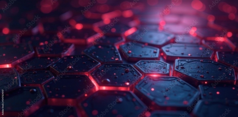 Metal hexagonal background with glowing light, minimalist, tech Metal hexagonal background with glowing light, minimalist, tech