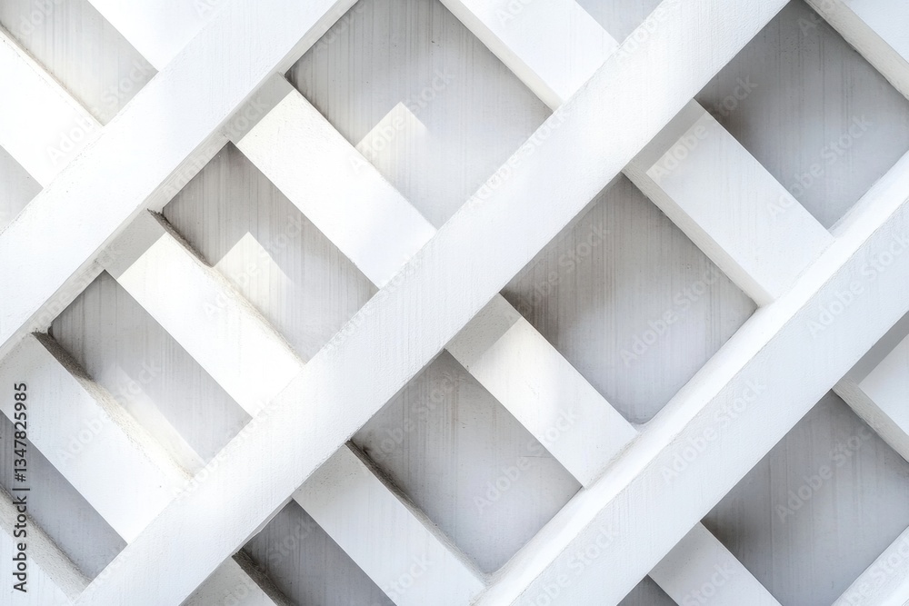 Fototapeta premium White background, white lines, gray color, geometric pattern, simple lines, light and shadow effects, abstract shapes, three-dimensional effect, geometric design Generative AI