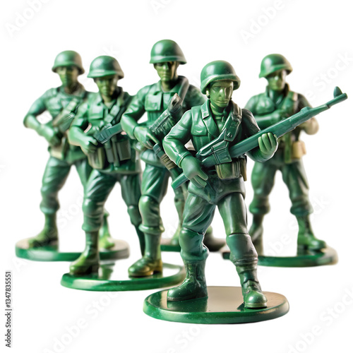 Green Army Men Toys Vintage Military Figures on transparent background photo