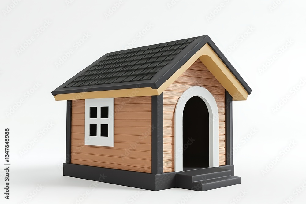 A rendered image showcasing a small wooden house structure A rendered image showcasing a small wooden house structure