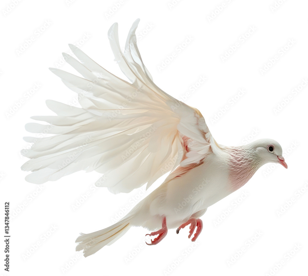 Fototapeta premium PNG White pigeon taking off feathers wings bird.