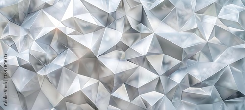 Backdrop of Equilateral Triangle Tessellation in Cool Icy Shades of White and Silver – Empty Template for Web Banner, Birthday Wish, or New Year Wish