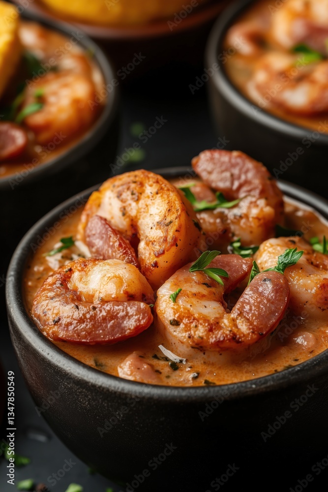 Gumbo soup variations showcasing rich flavors and fresh ingredients from Louisiana's Cajun cuisine Gumbo soup variations showcasing rich flavors and fresh ingredients from Louisiana's Cajun cuisine
