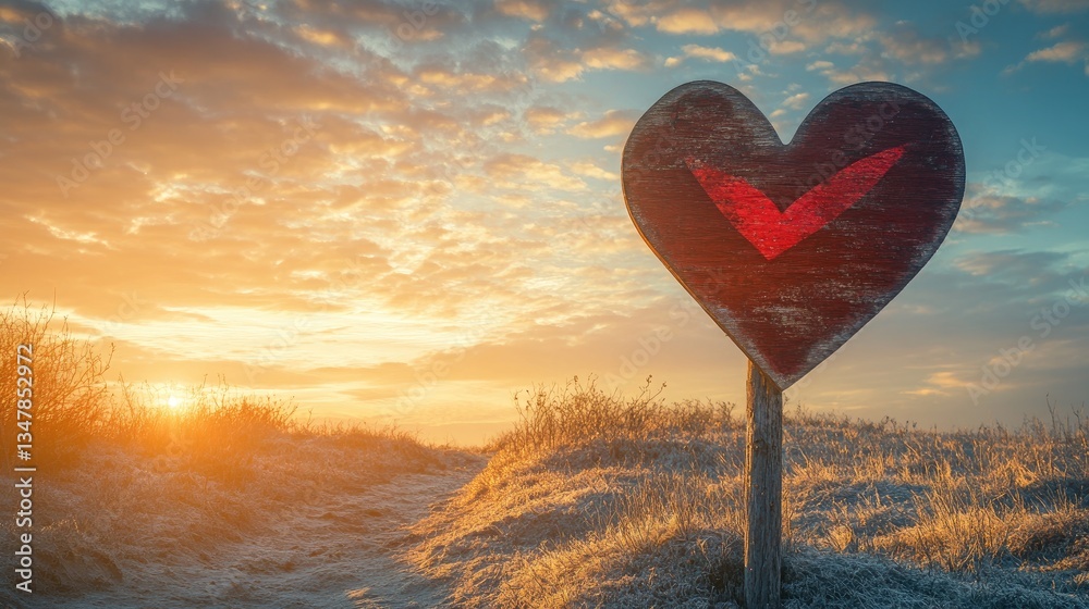 Fototapeta premium Heart Sign at Sunrise: A Symbol of Hope and New Beginnings