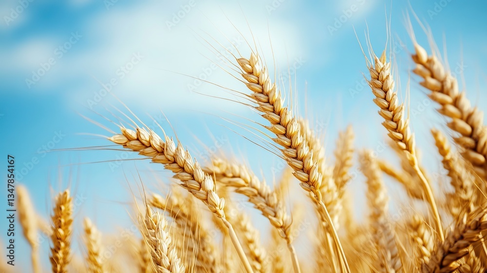 Golden Wheat Field: Stalks Swaying Gently Under Summer Sky, Abundant Harvest Beckons Golden Wheat Field: Stalks Swaying Gently Under Summer Sky, Abundant Harvest Beckons
