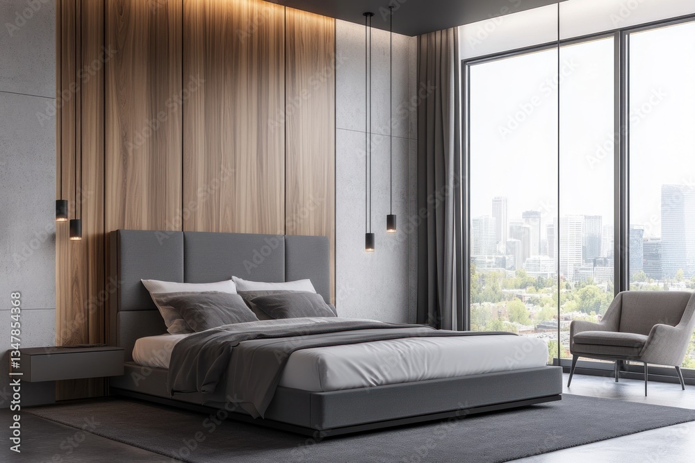 A Modern Luxury Bedroom Decorated With Wood And Textiles A Modern Luxury Bedroom Decorated With Wood And Textiles