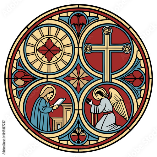Christian Stained Glass Vector Illustration