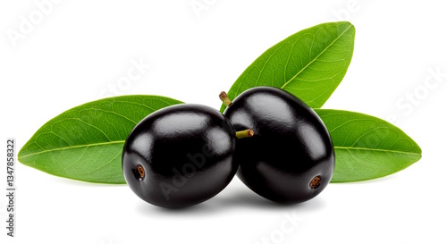 fresh Syzygium cumini, also known in india as Jamun or Indian black jamun, kala jamun, jambolan plum, java plum in white background