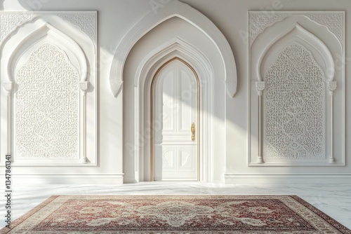 Elegant Islamic archway door in sunlit room