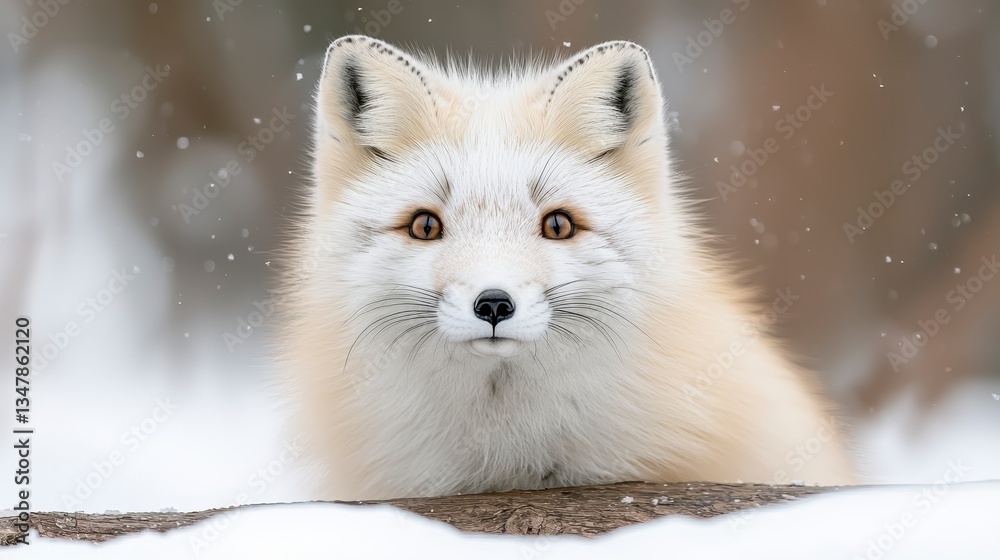Obraz premium Arctic Fox in Winter Snowfall Close up Portrait