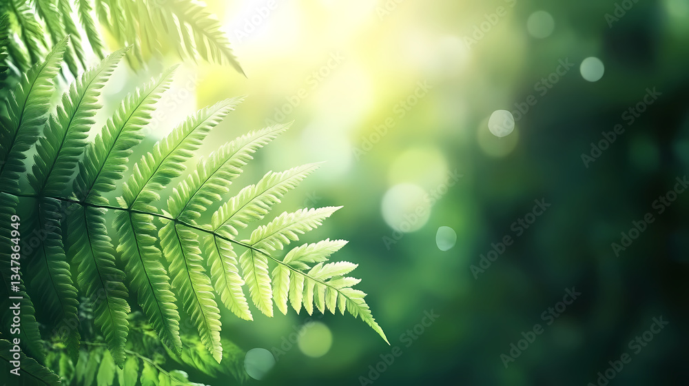 Fern leaves under sunlight with light spots Fern leaves under sunlight with light spots
