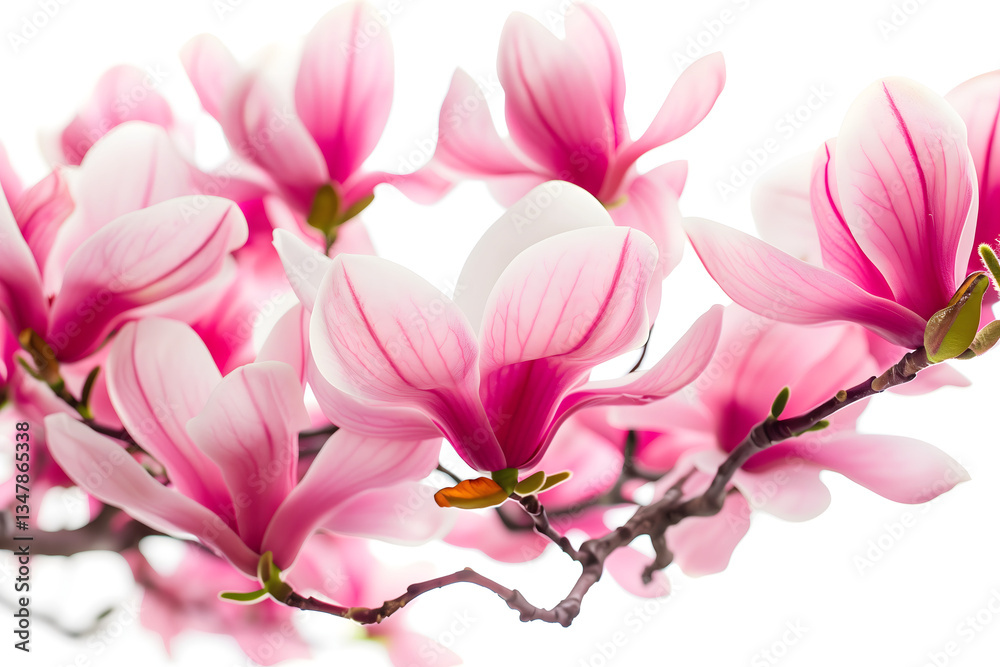 Fototapeta premium Pink spring magnolia flower isolated on white. High quality photo
