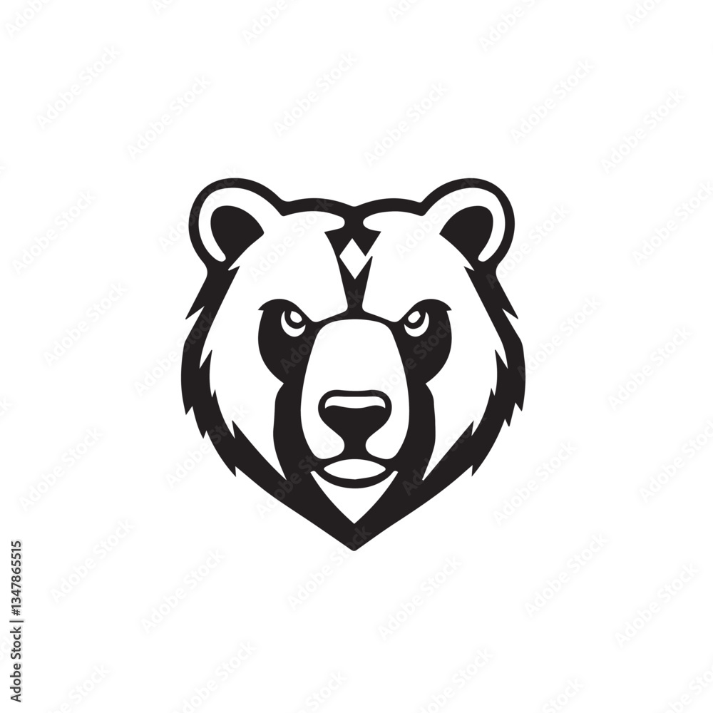 Bear head silhouette on white background. Bear logo design. Bear silhouette. Vector illustration. Bear head silhouette on white background. Bear logo design. Bear silhouette. Vector illustration.