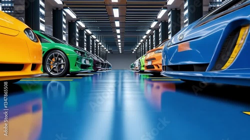 Sleek Supercars in a Modern Garage: A Showcase of Luxury and Design