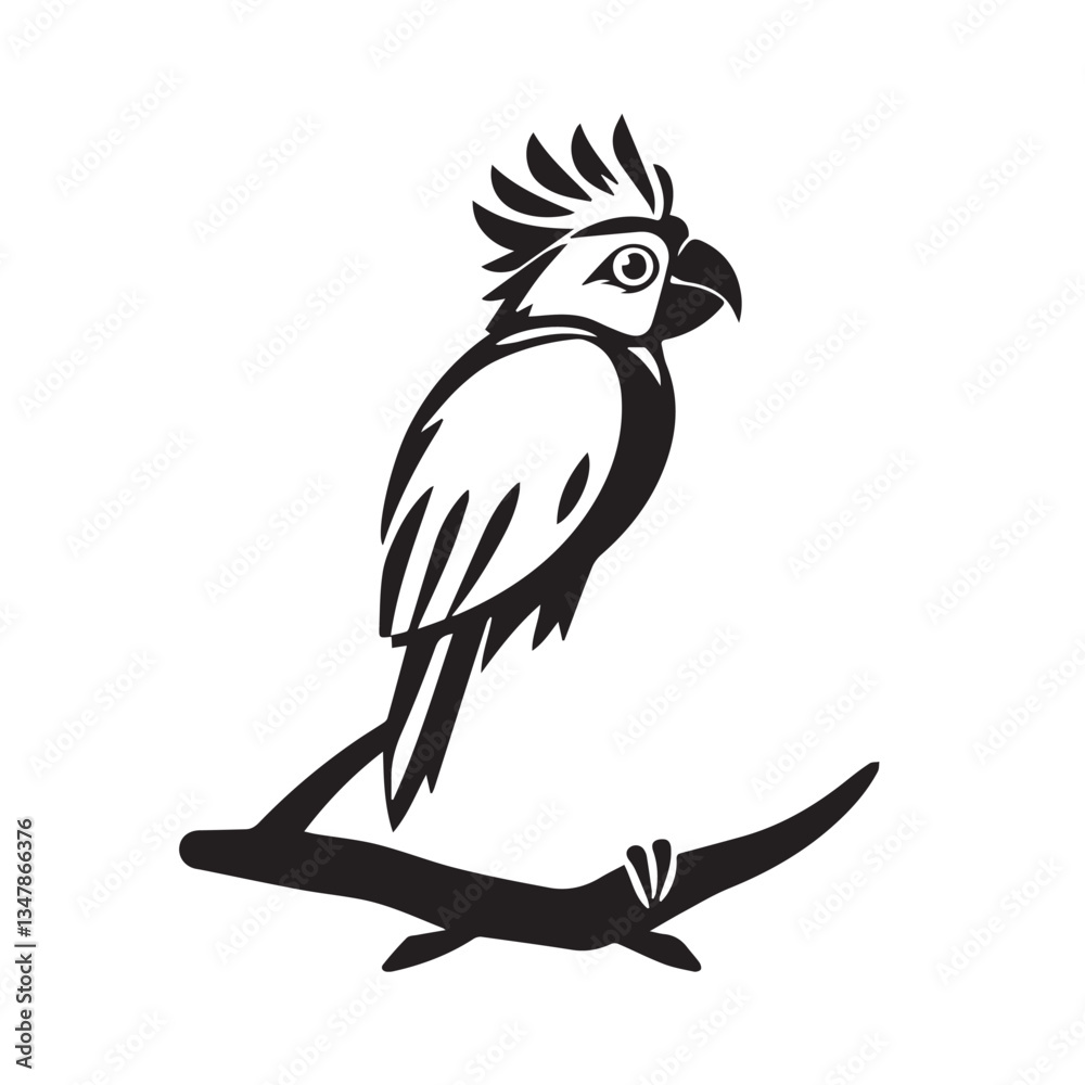 Fototapeta premium Parrot silhouette on white background. Parrot logo. Vector illustration. 