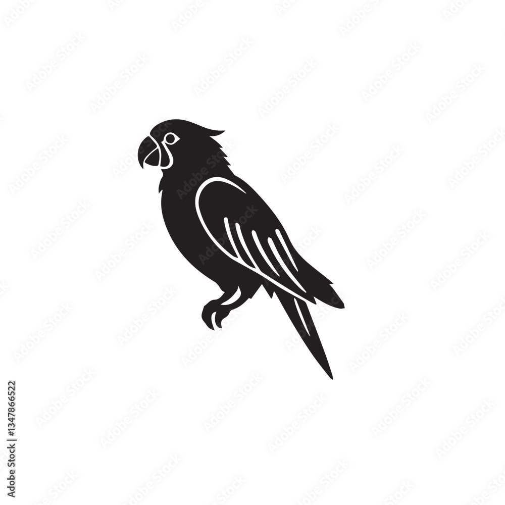 Parrot silhouette on white background. Parrot logo. Vector illustration. Parrot silhouette on white background. Parrot logo. Vector illustration.