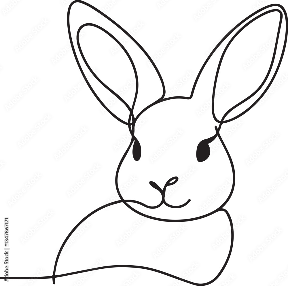 Obraz premium Easter Bunny Line Art black Vector