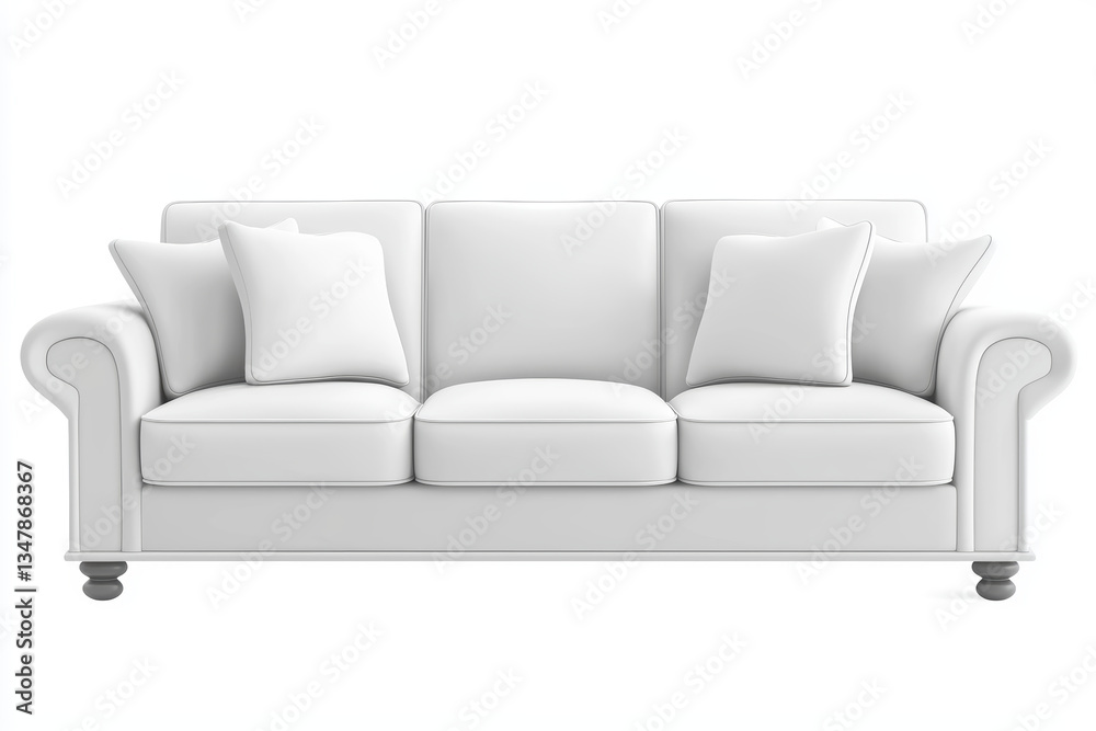 Modern white sofa with plush cushions, perfect for contemporary living spaces. This elegant furniture piece adds comfort and style to any room Modern white sofa with plush cushions, perfect for contemporary living spaces. This elegant furniture piece adds comfort and style to any room