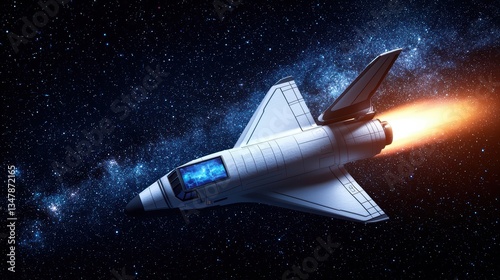 Wallpaper Mural Futuristic Space Travel Concept with High-Tech Rocket in the Depths of the Galaxy Torontodigital.ca