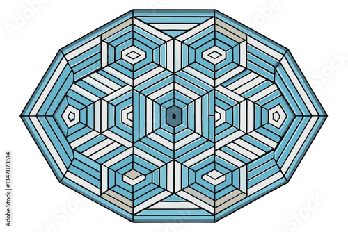 Geometric pattern with interlocking hexagons in shades of blue and white, abstract background design, perfect for modern decor Pattern Background