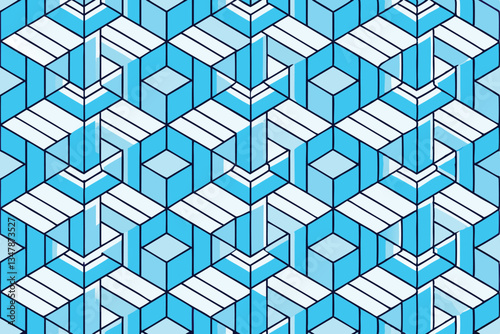 Seamless interlocking hexagons in a modern geometric design, with a soft color palette of blue and white Perfect for contemporary decor Pattern Background