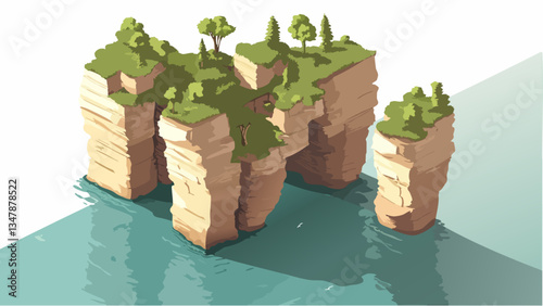 Apostle Islands Landscape in Isometric Perspective